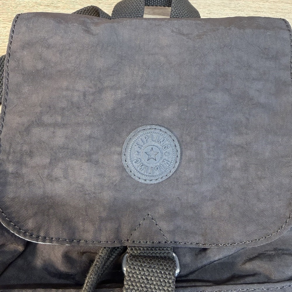 Kipling Mini Backpack Drawstring Textured Brown Nylon - Picture 2 of 12